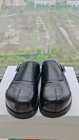 2025 Men's and Women's Leather Outer Wear Couple's Casual Thick-soled Big Head Bag Head Half Slippers Couple Slippers