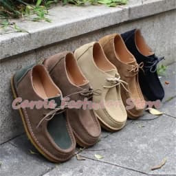 Retro Square Toe Chunky Heel Genuine Leather Male Shoes Large Size Lace-Up Outside Casual Shoes Men's Breathabale Sneakers