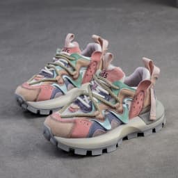 4.5CM New Fashion Mixed Colors Casual Sneakers Women Summer Air Mesh Genuine Leather Thick Sole Height Increasing Platform Shoes