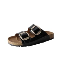 Genuine Leather Casual Sandals Women Orange Black Cow Solid Color Double Buckle Strap Thick Sole Slippers Ladies Shoes Handmade