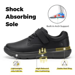 FitVille Men'S Diabetic Shoes Wide Width Leather Oxford Dress Walking Shoe Hook And Loop Orthopedic Sneakers For Swollen Foot