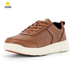 FitVille Wide Width Men's Leather Oxford Dress Shoes, Comfortable All-Day Wear Business Formal Walking Shoes for Office Daily