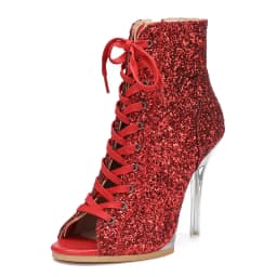 Transparent Heel 9.5cm High Dance Heels Platform Pump Dance Jazz Shoes With Platform Leather Outdoor Dance Shoes