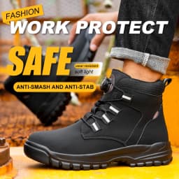 Men's Steel Toe Protective Safety Shoes, Puncture Resistant, Smash Resistant, And Slip Resistant Men's Safety Shoes, Comfortable Work Safety Shoes For Construction Sites