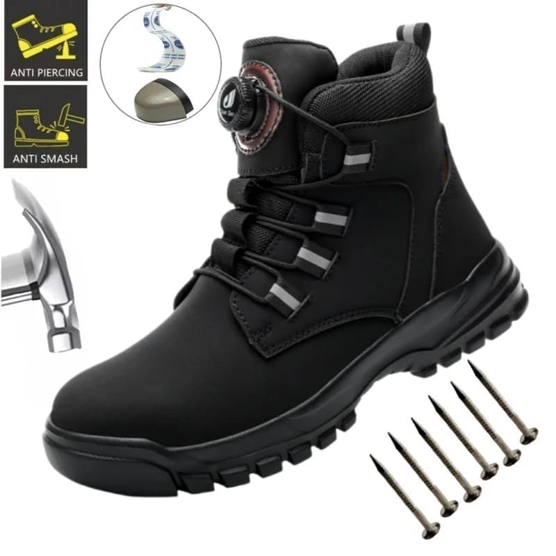 Men's Steel Toe Protective Safety Shoes, Puncture Resistant, Smash Resistant, And Slip Resistant Men's Safety Shoes, Comfortable Work Safety Shoes For Construction Sites