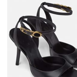 Summer New Women's Black Round Toe Sandals Ankle Gold Buckle Strap Thin Heel Elegant All Match Dress Party Sandals