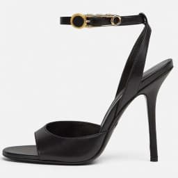 Summer New Women's Black Round Toe Sandals Ankle Gold Buckle Strap Thin Heel Elegant All Match Dress Party Sandals