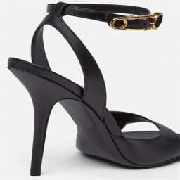 Summer New Women's Black Round Toe Sandals Ankle Gold Buckle Strap Thin Heel Elegant All Match Dress Party Sandals