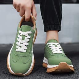 Spring Summer New Genuine Leather Leisure Style Breathable Mens Casual Shoes Round Toe Lace Up Platform Cowhide Sneakers