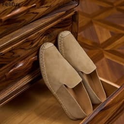 Fashion Men's Fisherman Espadrilles Casual Slip-on Flats Comfortable Breathable Shoes with Durable Sole for Daily Walking Shoes