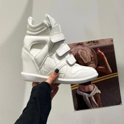 Fall Winter High Top Women's Casual Shoes Thick Bottom Heightening Magic Tape Sports Shoes Fashionable Splice Color Design