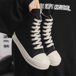 Popular Men's Sneakers Men's Casual Shoes 2026 New Lace-up Thick Bottom High Top Shoes Canvas Punk Couple Trend Sneakers for Man