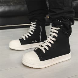 Popular Men's Sneakers Men's Casual Shoes 2026 New Lace-up Thick Bottom High Top Shoes Canvas Punk Couple Trend Sneakers for Man