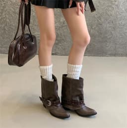 Designer Western Cowboy Women's Short Boots Thick Heel Buckle Ankle Boots for Women Black Knight Boots Botas Feminina сапоги