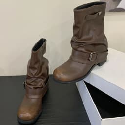 Designer Western Cowboy Women's Short Boots Thick Heel Buckle Ankle Boots for Women Black Knight Boots Botas Feminina сапоги