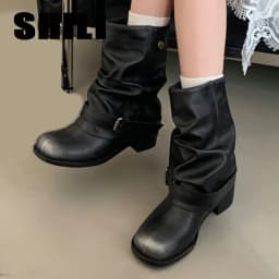 Designer Western Cowboy Women's Short Boots Thick Heel Buckle Ankle Boots for Women Black Knight Boots Botas Feminina сапоги