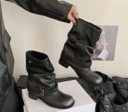 Designer Western Cowboy Women's Short Boots Thick Heel Buckle Ankle Boots for Women Black Knight Boots Botas Feminina сапоги