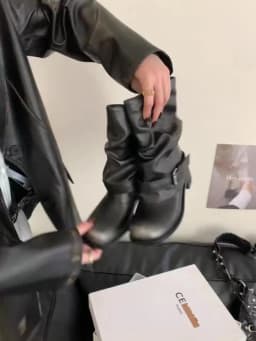 Designer Western Cowboy Women's Short Boots Thick Heel Buckle Ankle Boots for Women Black Knight Boots Botas Feminina сапоги