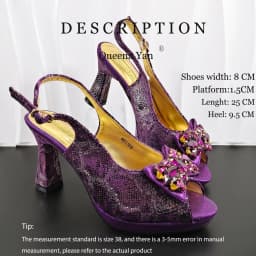 Italian Design Elegant Women's Heel Bigger Size Shoes & Rhinestone Butterfly Bag – Perfect for Weddings & Bridal Accessories