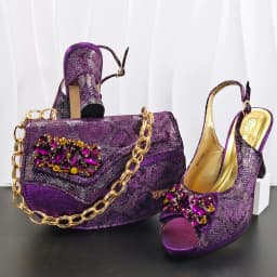 Italian Design Elegant Women's Heel Bigger Size Shoes & Rhinestone Butterfly Bag – Perfect for Weddings & Bridal Accessories
