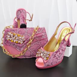 Italian Design Elegant Women's Heel Bigger Size Shoes & Rhinestone Butterfly Bag – Perfect for Weddings & Bridal Accessories