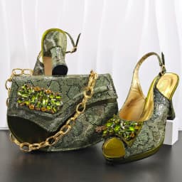 Italian Design Elegant Women's Heel Bigger Size Shoes & Rhinestone Butterfly Bag – Perfect for Weddings & Bridal Accessories