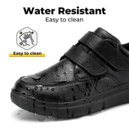 FitVille Men's Wide Walking Shoes Hook and Loop Comfortable Leather Business Shoes Orthopedic Diabetic Shoes for Swollen Feet