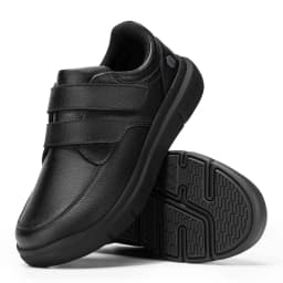 FitVille Men's Wide Walking Shoes Hook and Loop Comfortable Leather Business Shoes Orthopedic Diabetic Shoes for Swollen Feet