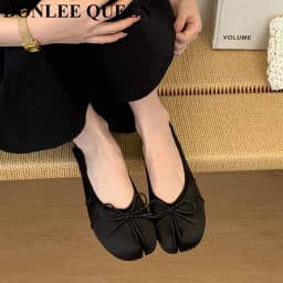 2026 Fashion Woman Flats Split Toe Tabi Shoes Bow Knot Ballet Dress Ballerina Comfortable Retro Mary Janes Shoes Footwear Mujer