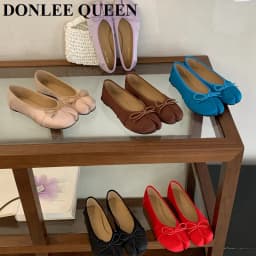 2026 Fashion Woman Flats Split Toe Tabi Shoes Bow Knot Ballet Dress Ballerina Comfortable Retro Mary Janes Shoes Footwear Mujer