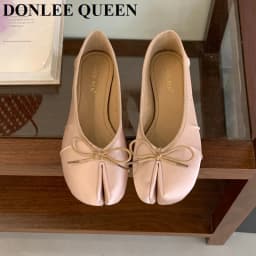 2026 Fashion Woman Flats Split Toe Tabi Shoes Bow Knot Ballet Dress Ballerina Comfortable Retro Mary Janes Shoes Footwear Mujer