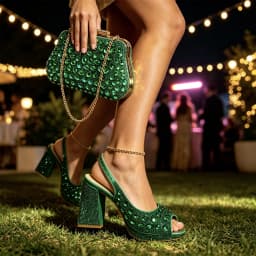 Elegant Italian-Inspired High Heels and Matching Bag Set for Women - Perfect for Weddings and Parties - Trendy Fashion