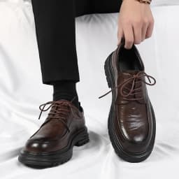 Spring New Lace Up Oxford Shoes High-quality Men's Comfortable Genuine Leather British Thick Soled Business Dress Leather Shoes