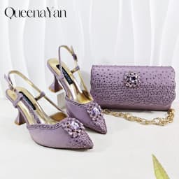 Best-selling shoes Matching bag combinations in Europe and America Diamond-embellished Bag And Shoes from the workplace Or Party