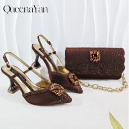 Best-selling shoes Matching bag combinations in Europe and America Diamond-embellished Bag And Shoes from the workplace Or Party
