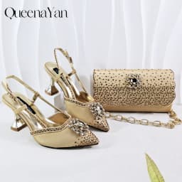 Best-selling shoes Matching bag combinations in Europe and America Diamond-embellished Bag And Shoes from the workplace Or Party