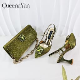 Best-selling shoes Matching bag combinations in Europe and America Diamond-embellished Bag And Shoes from the workplace Or Party