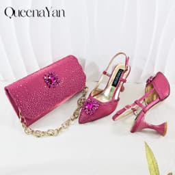 Best-selling shoes Matching bag combinations in Europe and America Diamond-embellished Bag And Shoes from the workplace Or Party
