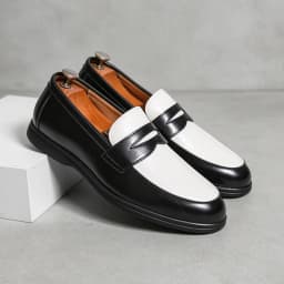 Classic Black and White Men's Comfortable Anti Slip Casual Loafers Fashionable Spring New Men's Breathable Casual Leather Shoes