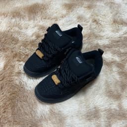 Black Warrior Casual Shoes, Pure Black Men's Shoes for Spring and Summer, Thick Tongue Loafers, Sports Skateboard Shoes, Versatile Street Style, Trendy Student Retro Outdoor Sneakers