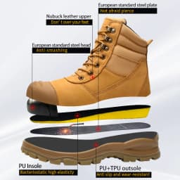 2026 Cowhide Dermis Men Work Boots High-quality Safety Shoes Men Puncture-Proof Desert Tactical Boots Protective Shoes Outdoors