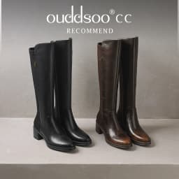 Ods Women's genuine leather flock patchwork side zip autumn winter knee high knight boots 5cm thick med heel casual female long
