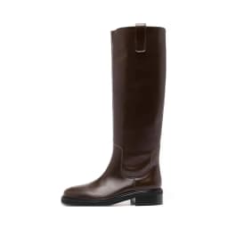 Arden Furtado brown boots for women knee high genuine leather square heel long boots Round toe Slip-on tan bootie Riding boots