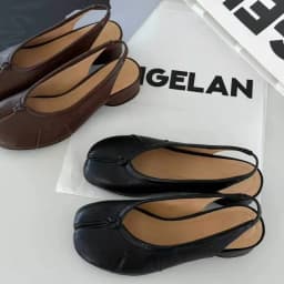 YNPO 2026 New Women's Soft Leather Tabi Split-Toe Slingback Pumps 3cm Low Heel Spring Summer Casual Ballet Shoes for Daily Wear
