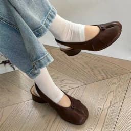 YNPO 2026 New Women's Soft Leather Tabi Split-Toe Slingback Pumps 3cm Low Heel Spring Summer Casual Ballet Shoes for Daily Wear