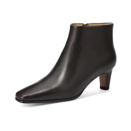 NEW TREND 2026 Autumn Winter Women Genuine Leather Ankle Boots High Block Heels Black Brown Elegant Pointed Toe Side Zipper Boot