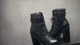 Gdgydh Fashion Motorcycle Boots Women Leather Spring Autumn Metal Buckle High Heels Shoes Zipper Black Ankle Boots Woman Lacing