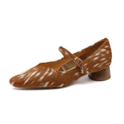 Mary Jane Shoes Women 2026 New Pointed Toe Women Shoes Pony Hair Strap Genuine Leather Leopard Print Formal Female Shoes