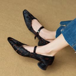 Mary Jane Shoes Women 2026 New Pointed Toe Women Shoes Pony Hair Strap Genuine Leather Leopard Print Formal Female Shoes