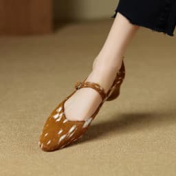 Mary Jane Shoes Women 2026 New Pointed Toe Women Shoes Pony Hair Strap Genuine Leather Leopard Print Formal Female Shoes